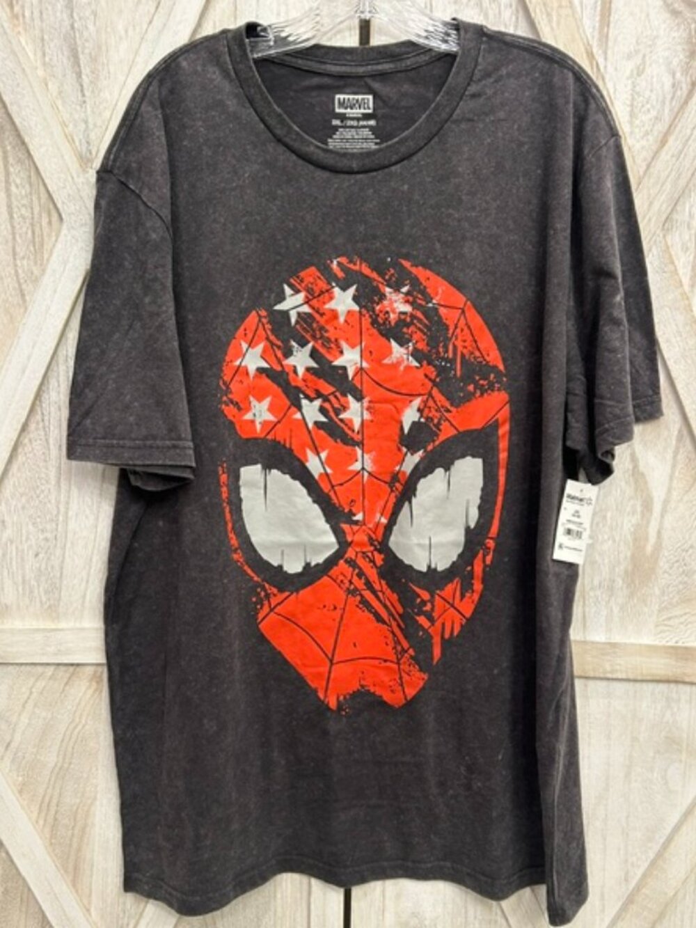 Marvel Spider-Man American Flag Mineral Wash Graphic T-Shirt 2XL NWT